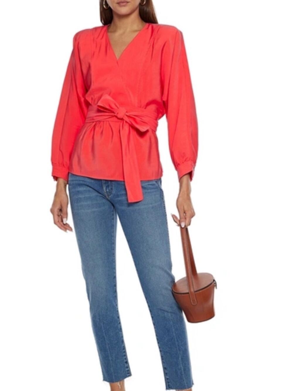 BA&SH - COLA WRAP-EFFECT CREPE DE CHINE /PAPAYA / size 1(s)
